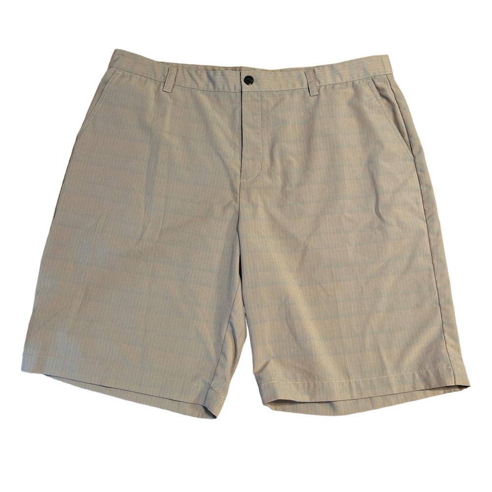 Adidas Men’s Golf Shorts Tan and Blue Stripe Size 40